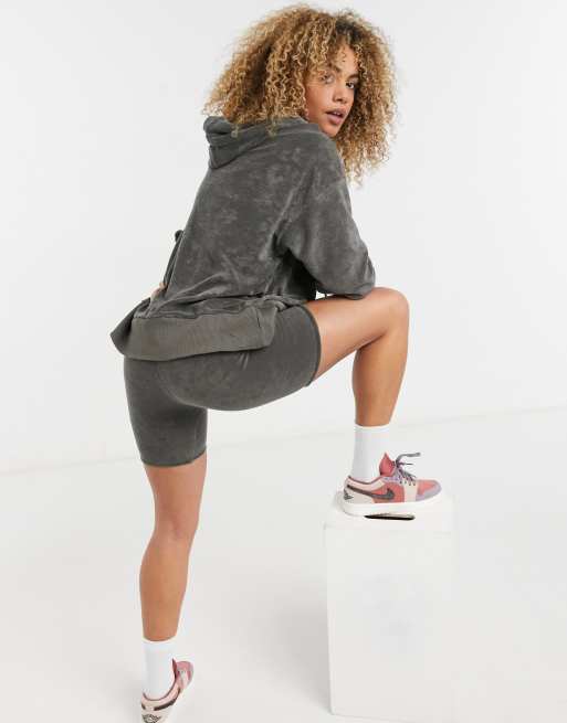 COLLUSION oversized towelling hoodie co-ord in charcoal, 2 of 4