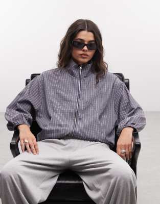 Collusion Oversized Track Top In Gray