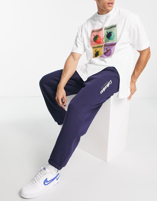 COLLUSION oversized trackies with embroidered logo in dark blue (part of a set)