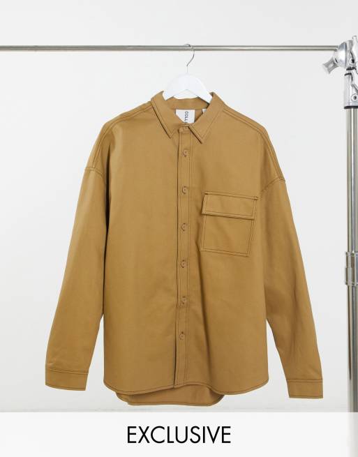 COLLUSION - Sæt med utility skjorte med sænkede skuldre og bukser i beige twill, 2 af 3