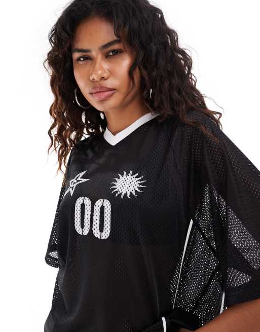 COLLUSION oversized v neck monochrome football star t-shirt, 2 of 4