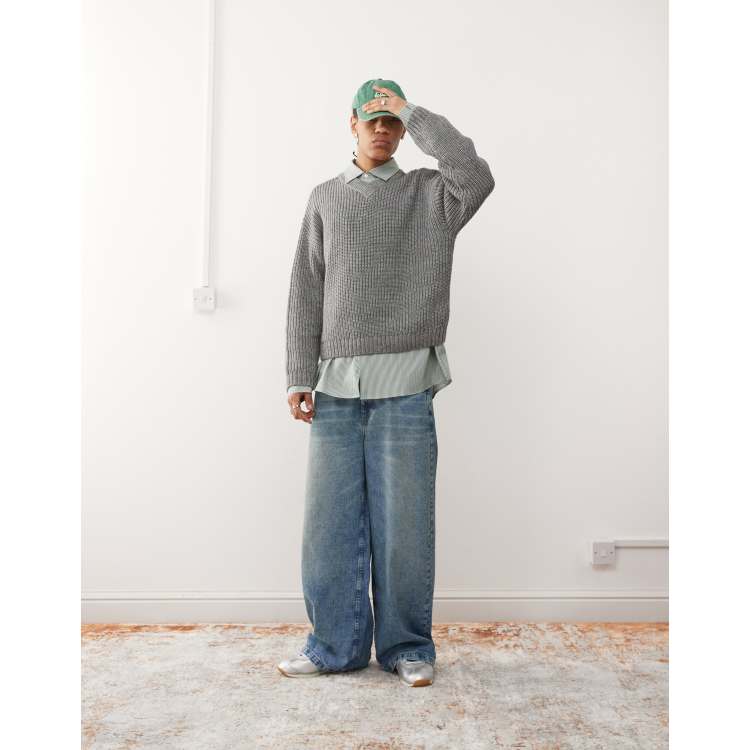 【INCHANT ME】Pocket Stopper Oversized Fit Jumper Black Chunky Crew Neck Sweater FRIDA with Pocket | 100
