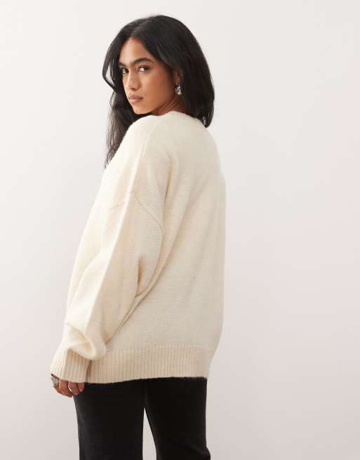 COLLUSION - Oversized vest met ronde hals in crème, 4 van 4