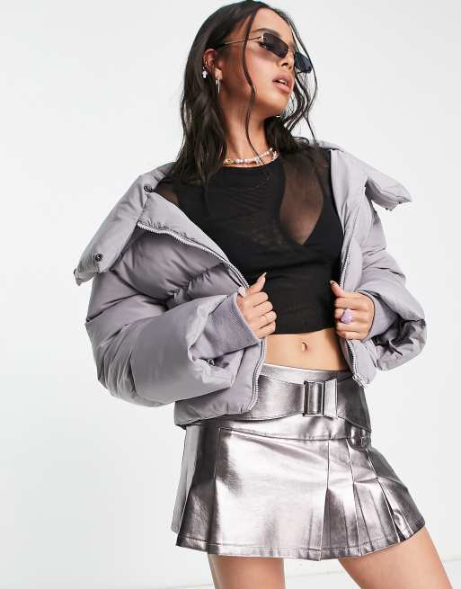 COLLUSION oversized wadded puffer jacket in grey