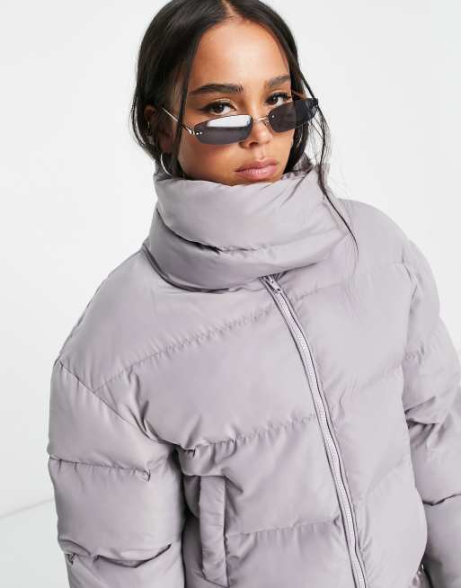 COLLUSION oversized wadded puffer jacket in grey