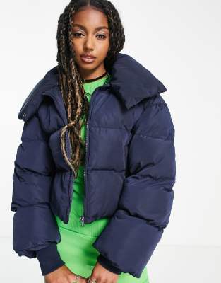 COLLUSION oversized wadded puffer jacket in navy