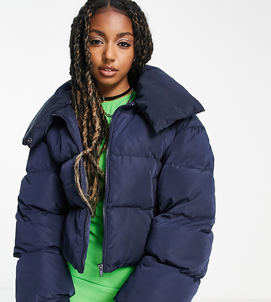 COLLUSION oversized wadded puffer jacket in navy