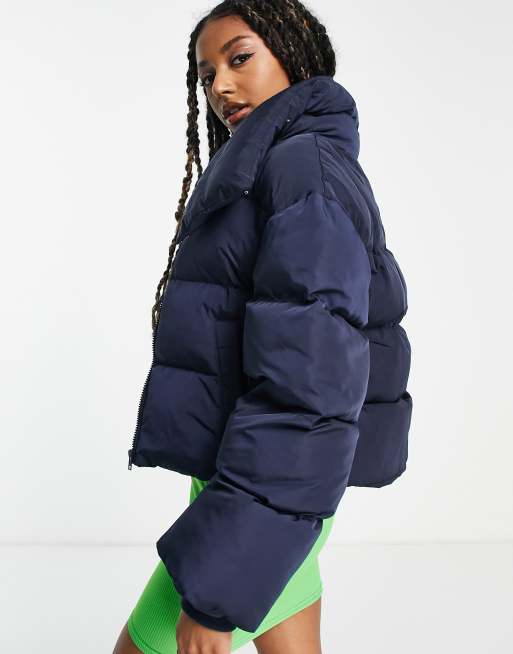 COLLUSION oversized wadded puffer jacket in navy