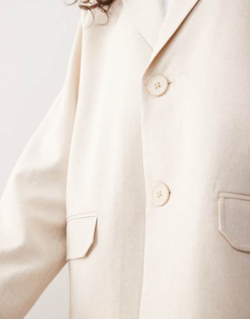 COLLUSION oversized woven blazer with cinch back in stone - STONE, 2 of 4