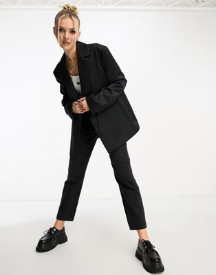 Collusion Oversized Woven Blazer With Pockets In Black