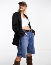 ASOS DESIGN oversized tailored jacket in black herringbone in black