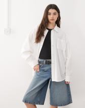 COLLUSION oversized shirt in white