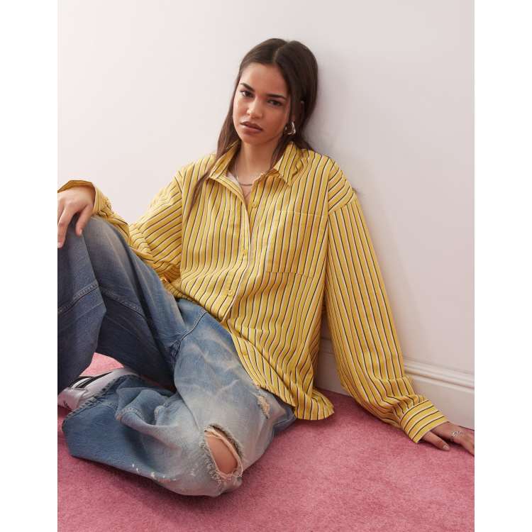 COLLUSION oversized woven blend shirt in yellow stripe - MULTI | ASOS
