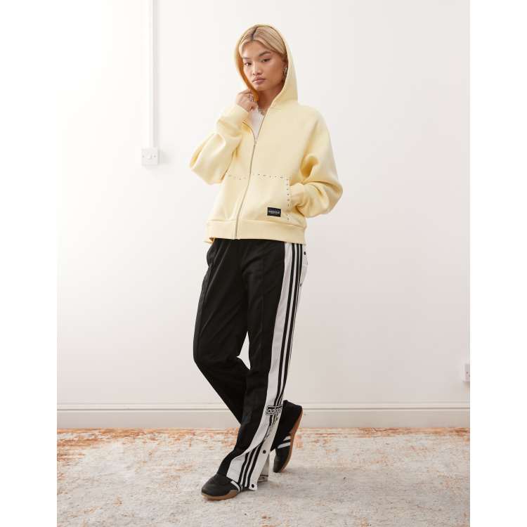 COLLUSION oversized zip up hoodie with stud detail in buttermilk