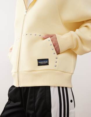 Collusion Oversized Zip Up Hoodie With Stud Detail In Yellow