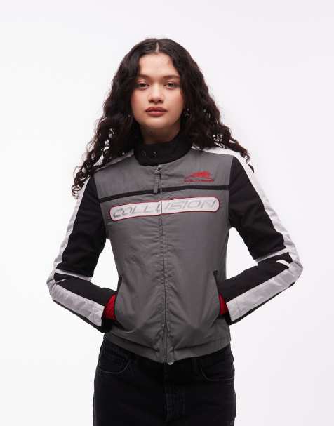 COLLUSION padded motorcross jacket in multi