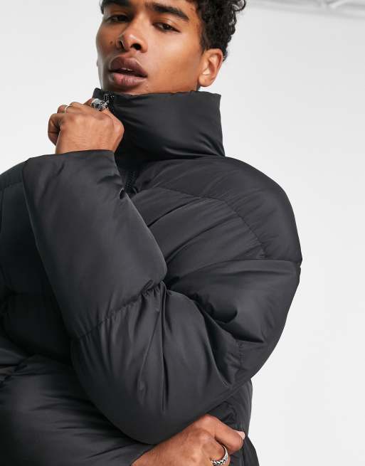 Black Padded Oversized Zip Up Puffer