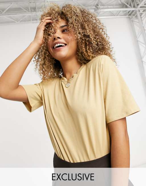 COLLUSION padded shoulder t shirt body in sand ASOS