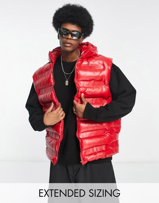 COLLUSION padded vest with branded print in red