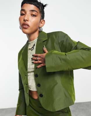 Collusion Paneled Blazer In Green - Part Of A Set