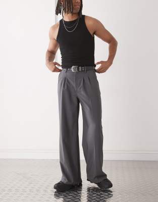 COLLUSION - Pantalon ajusté coupe ample décontractée - Gris