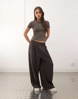 Pantalon ample à enfiler à fines rayures - Rose XS