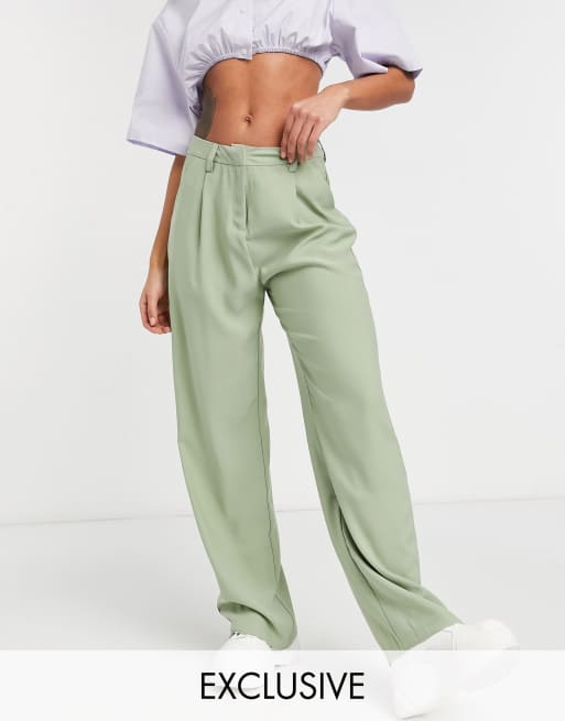 COLLUSION - Pantalon baggy coupe dad - Sauge