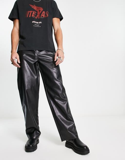 COLLUSION - Pantalon baggy style années 90 en similicuir - Noir