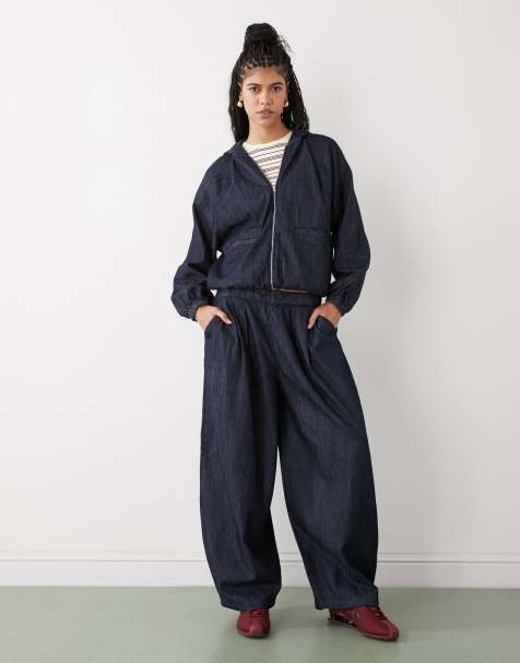 COLLUSION - Pantalon bouffant d'ensemble oversize en denim de chambray - Brut - view 1
