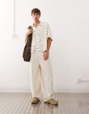 COLLUSION - Pantalon bouffant oversize d'ensemble en lin mélangé - Écru-Jaune