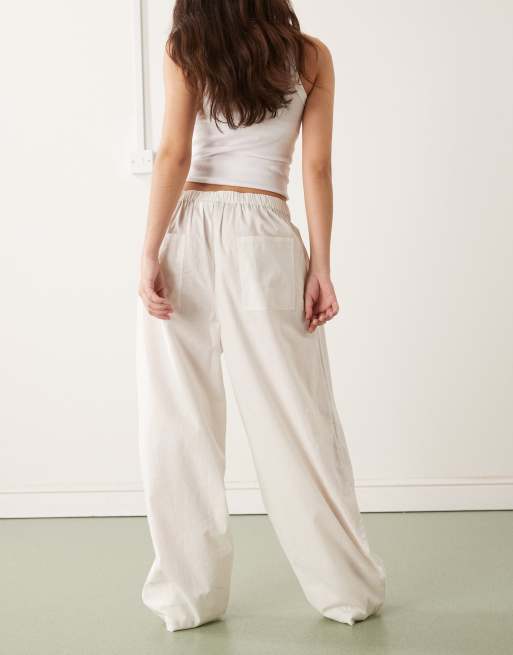 COLLUSION - Pantalon bouffant oversize en lin mélangé - Blanc, 3 de 5