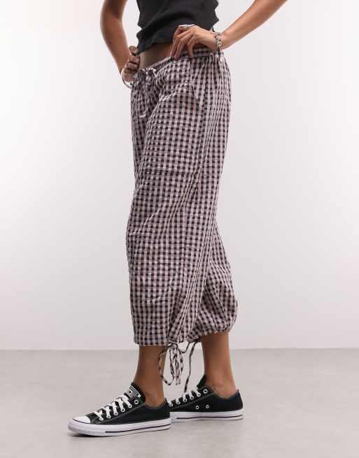 COLLUSION pantalon capri tissé à carreaux rose, 5 de 5