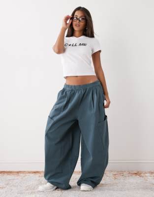 COLLUSION - Pantalon cargo bouffant oversize - Gris ardoise