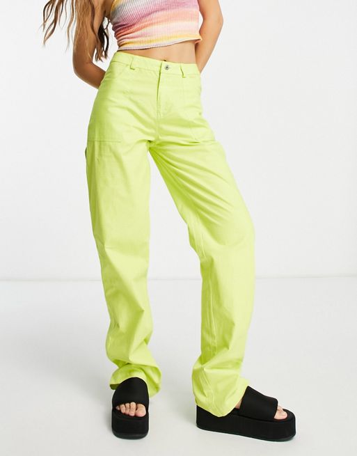 COLLUSION - Pantalon cargo droit en tissu anti-déchirures style années 90 - Vert