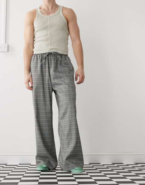 COLLUSION - Pantalon de jogging baggy élégant à enfiler avec motif carreaux - Gris - view 1