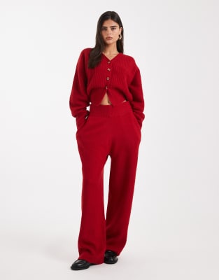 Pantalon de jogging en maille d'ensemble - Rouge-Gris L