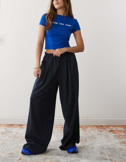 COLLUSION - Pantalon décontracté à rayures à enfiler - Bleu, 4 de 5
