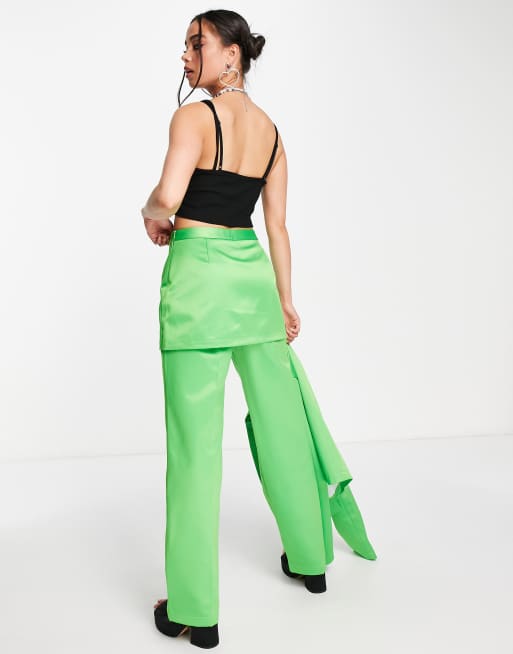 COLLUSION Pantalon d ensemble avec jupe en satin Vert