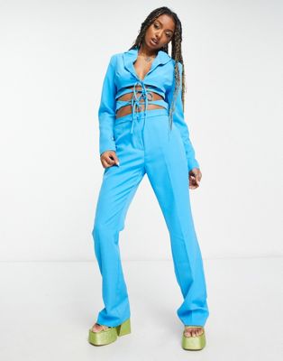 COLLUSION flared trouser in blue co-ord  - ASOS Price Checker