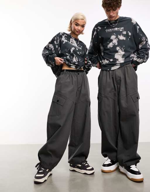 COLLUSION - Pantalon fonctionnel décontracté avec double bande à la taille - Kaki
