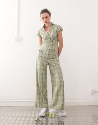 Pantalon habillé à carreaux style années 2000 - Vert 42