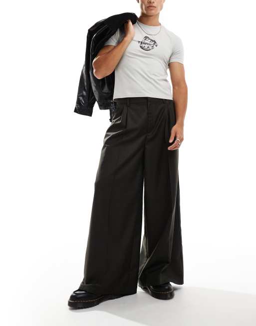 COLLUSION - Pantalon habillé coupe baggy ample - Kaki foncé