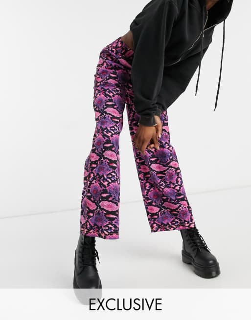 COLLUSION - Pantalon large à imprimé serpent - Rose