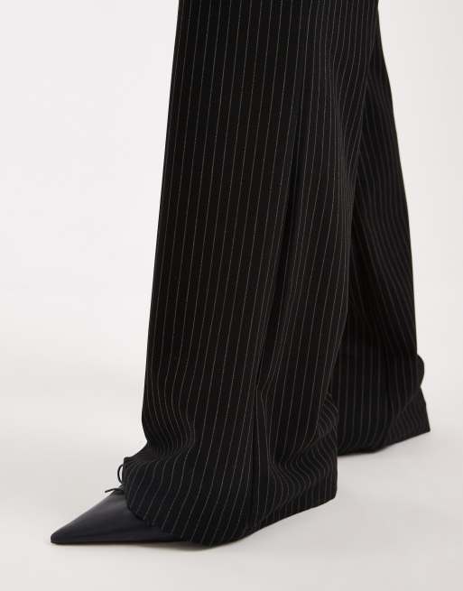 COLLUSION - Pantalon taille basse à fines rayures - Noir, 5 de 5