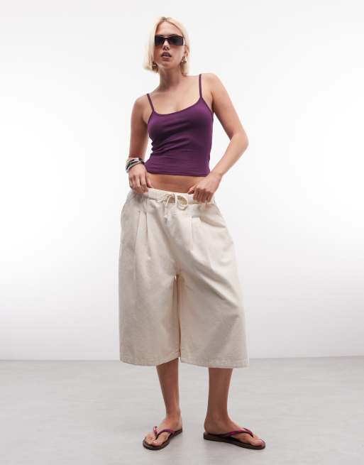 COLLUSION - Pantaloncini a palloncino a pieghe color avorio