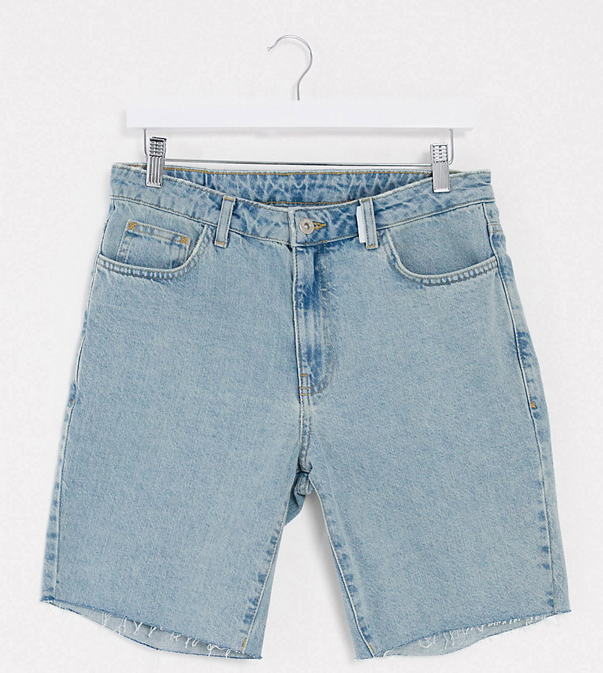 COLLUSION - Pantaloncini con fondo grezzo blu vintage