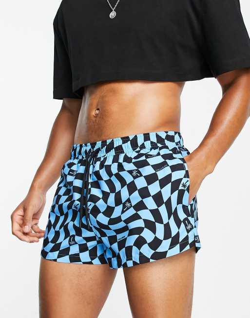 COLLUSION - Pantaloncini corti da bagno multicolore a quadri distorti 