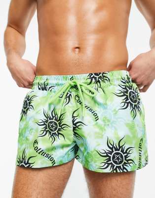 COLLUSION tie dye sun print swim short  - ASOS Price Checker