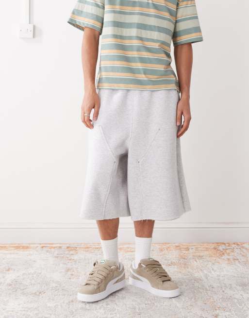 COLLUSION - Pantaloncini in jersey da skater grigio mélange con dettagli sul ginocchio