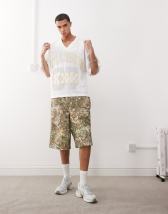 ASOS DESIGN - Jorts taglio lungo neri con cuciture a contrasto